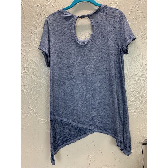 Sonoma Women's Blue Size Medium T-shirt Cutout Back Shark Bite Raw Hem - Picture 4 of 5